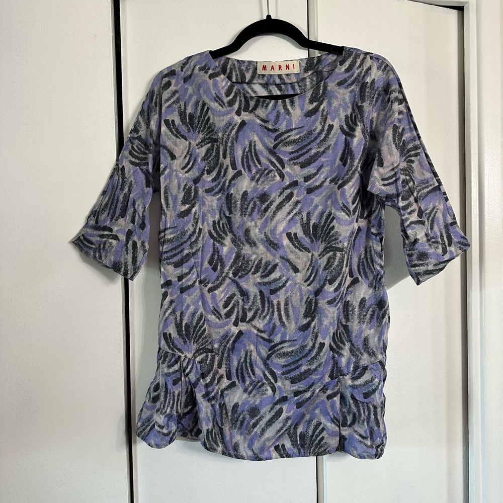 Marni Women's Purple and Black Print Blouse size 42